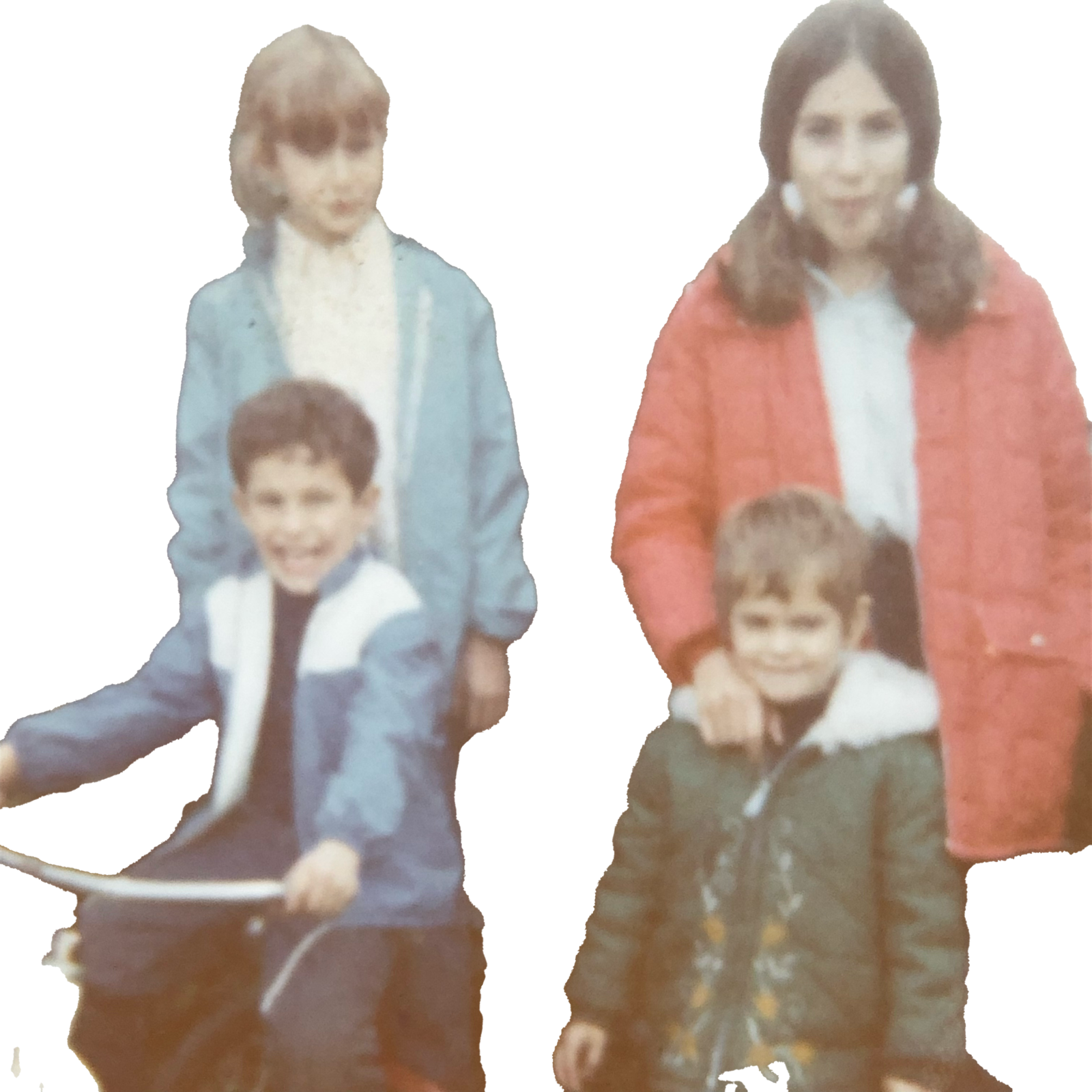 Childhood photo of Mary wearing a green jacket.